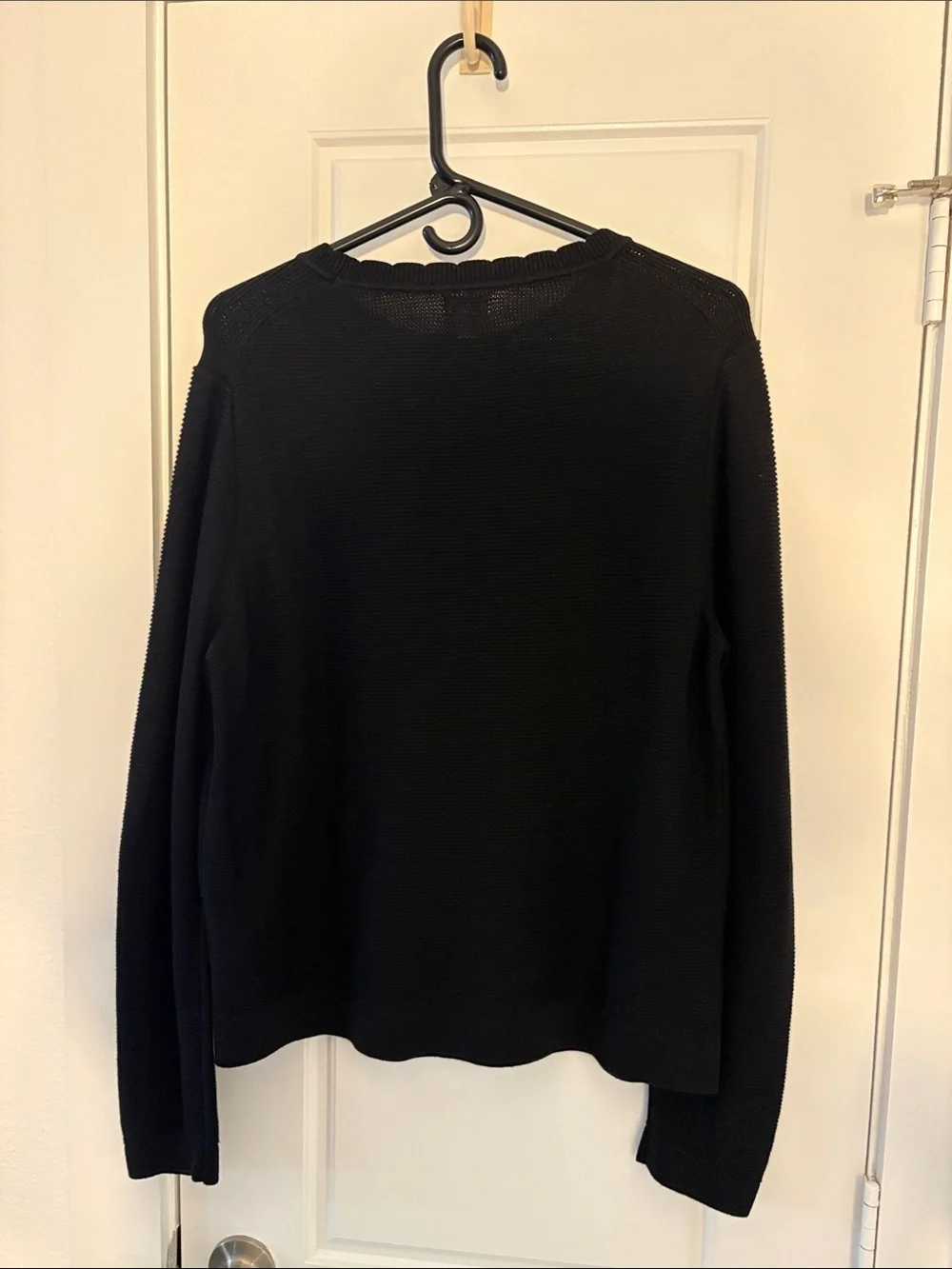 J. Crew Black Long-Sleeve Scallop Neck Light Sweater